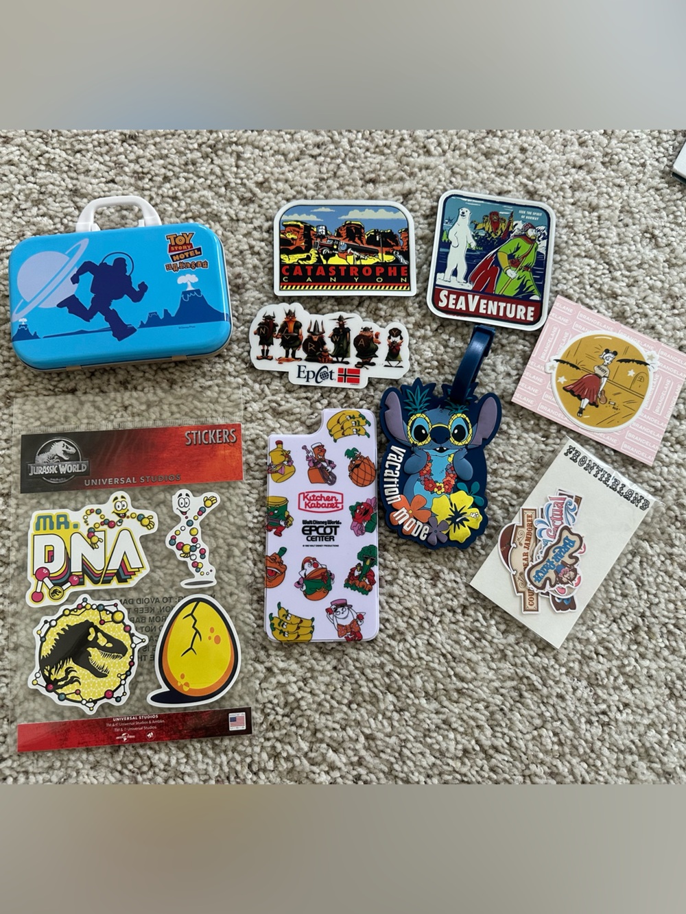 Disney Stitch Luggage Tag + Assorted Stickers - trinkets